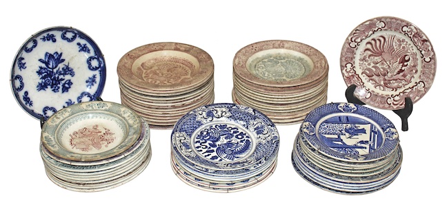 A group of fifty seven Bell potery dishes Scotland circa 1880 - 1890&rsquo;s