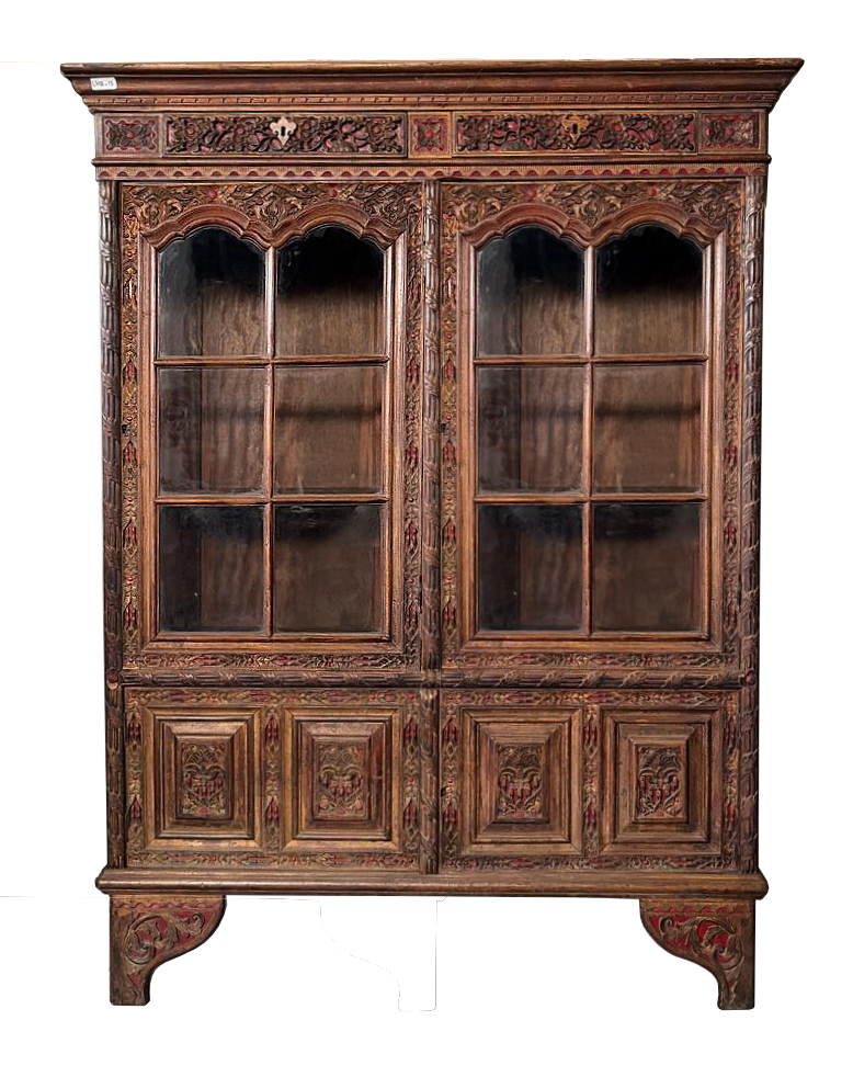 A 19th - 20th century Palembang wooden display cabinet